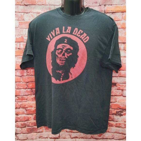 Viva La Dead Shirt Men's Black Zombie Che Graphic Short Sleeve Crew Neck Tee - Picture 1 of 5